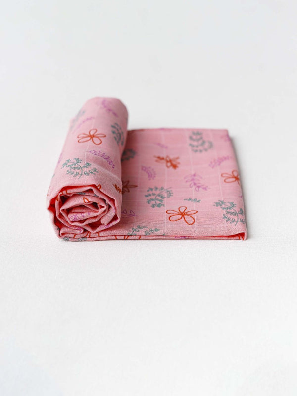 FIRSTIN Melon Pink Rowan Muslin Towel - 70X70CM