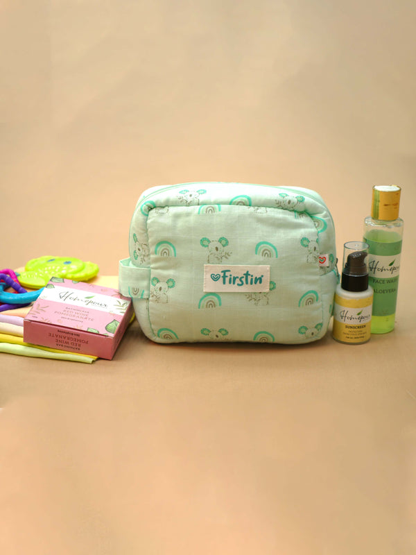 FIRSTIN Muslin Pouch - Zip Type - Mint Koala