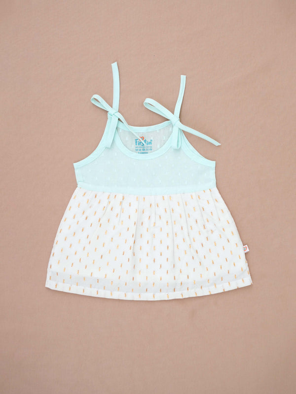 FIRSTIN Lurex Dobby Knotted Frock - Mint