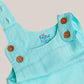 Seer Sucker Muslin Shoulder Button Frock With Embroidery Mint