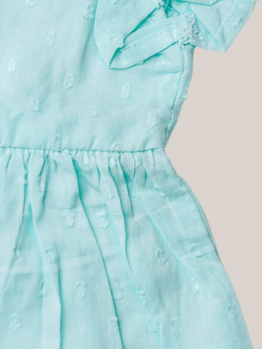 Swiss Dobby Half Sleeve Casual Frock - Mint