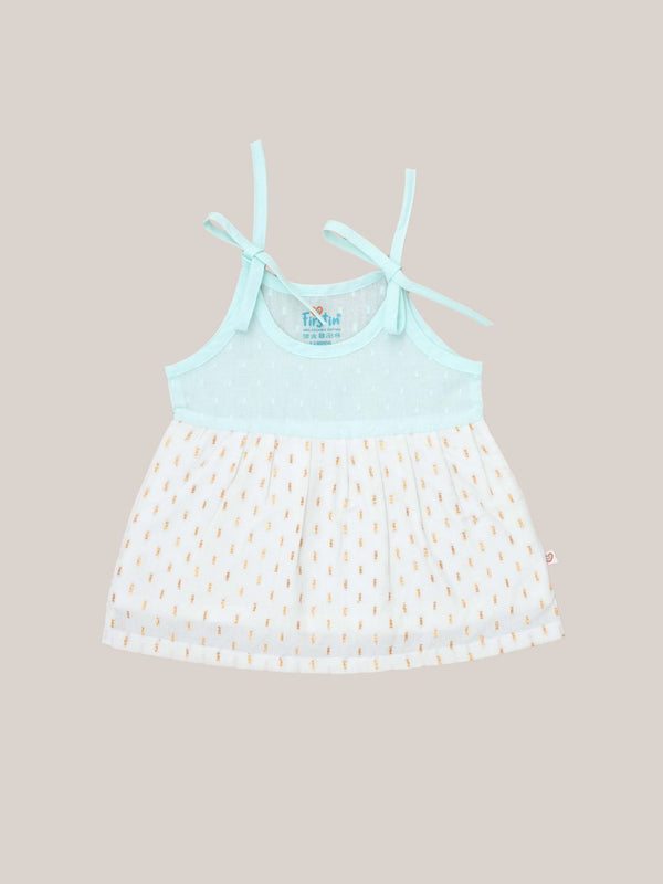 FIRSTIN Lurex Dobby Knotted Frock - Mint