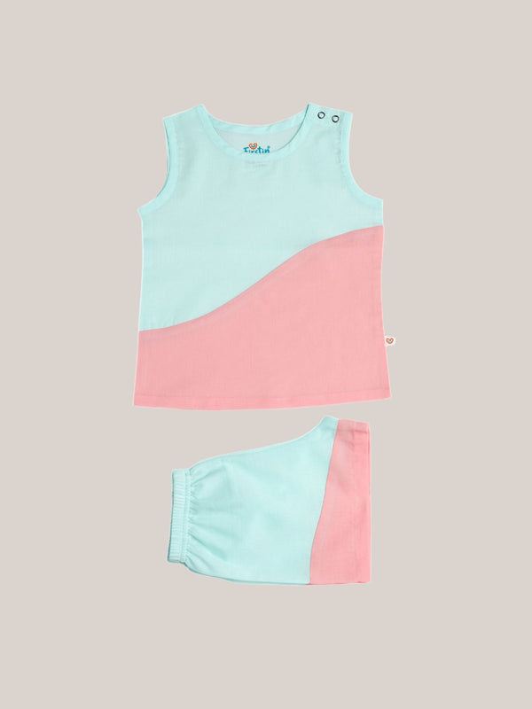 FIRSTIN Organic Cotton Duo Jabla-Shorts Set Sleeveless - Mint