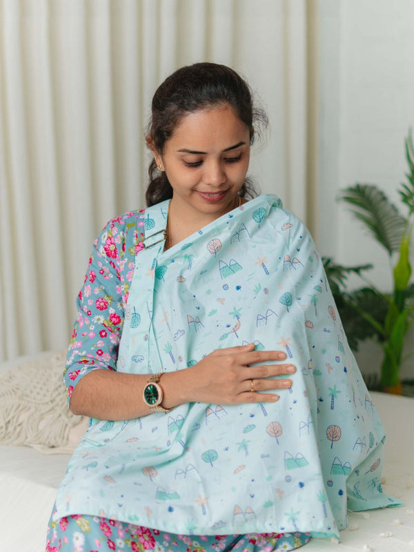 FIRSTIN Poplin Feeding Apron Mint Cliff