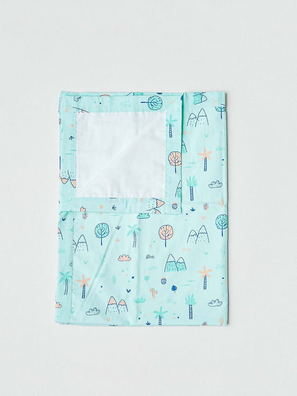 FIRSTIN Poplin Dohar (Mattress Protector/Receiving Sheet) - Mint Cliff