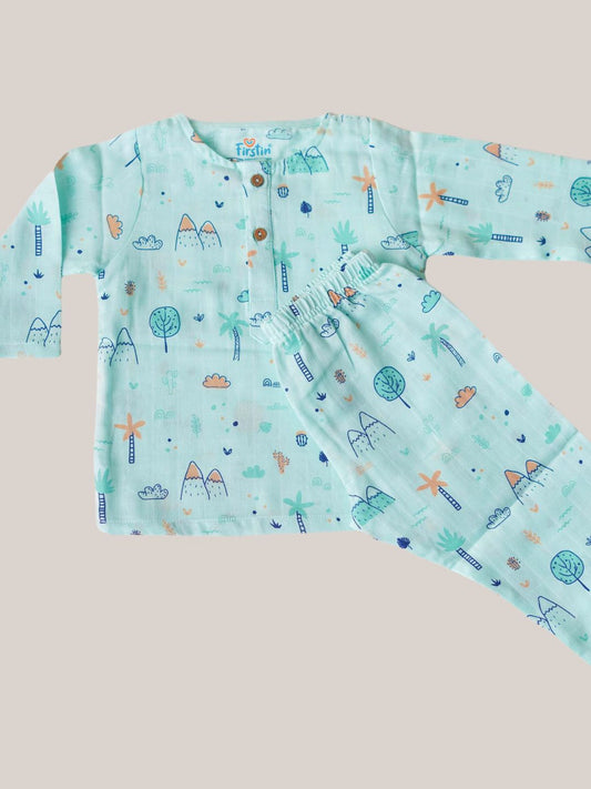 Muslin Pyjamas Set - Mint Cliff
