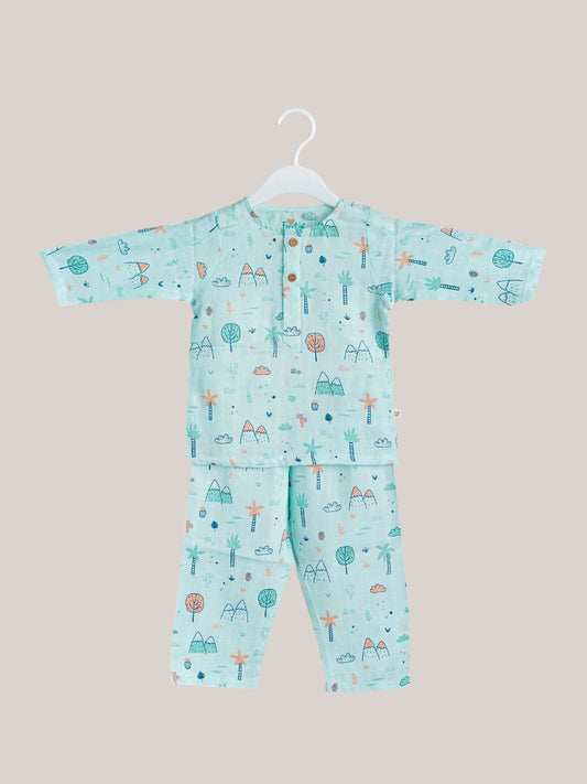 Muslin Pyjamas Set - Mint Cliff