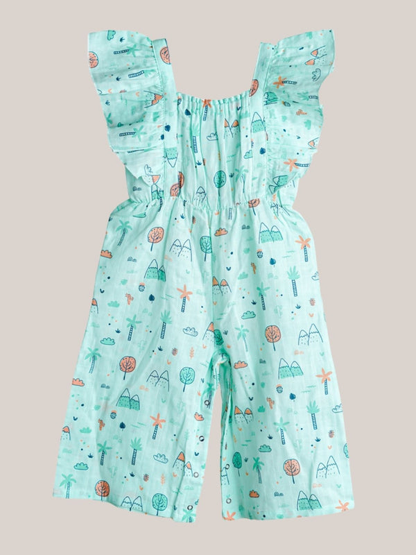 FIRSTIN Muslin Palazzo (Bottom Snap Button) - Mint Cliff