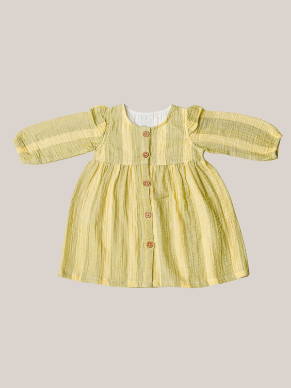 FIRSTIN Y/D Muslin Crinkle Breezy Frock Full Sleeve - Bengal Stripe GY