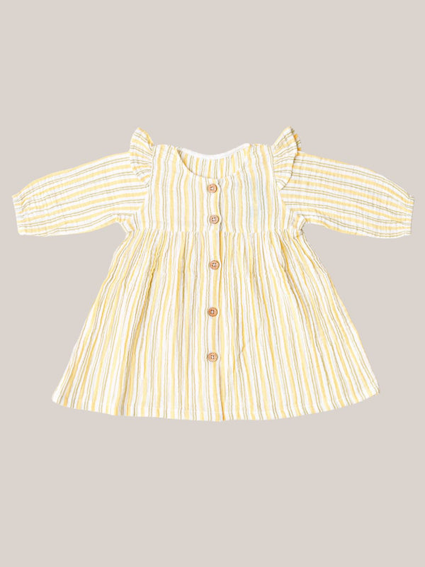 FIRSTIN Y/D Muslin Crinkle Breezy Frock Full Sleeve - Pencil Stripe