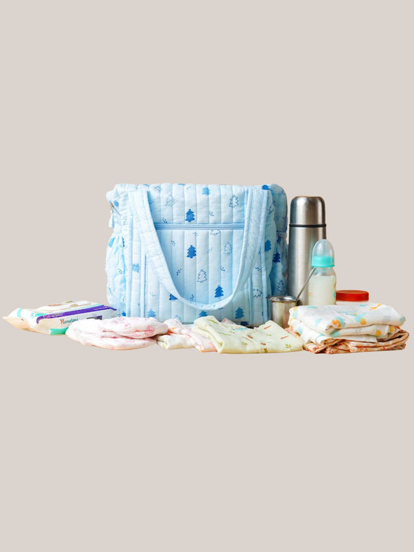 FIRSTIN Muslin Diaper Bag - 40X28X14CM - Blue Fir Tree