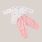 Muslin Pyjama Patiala Set - (W) Melon Pink Sparrow