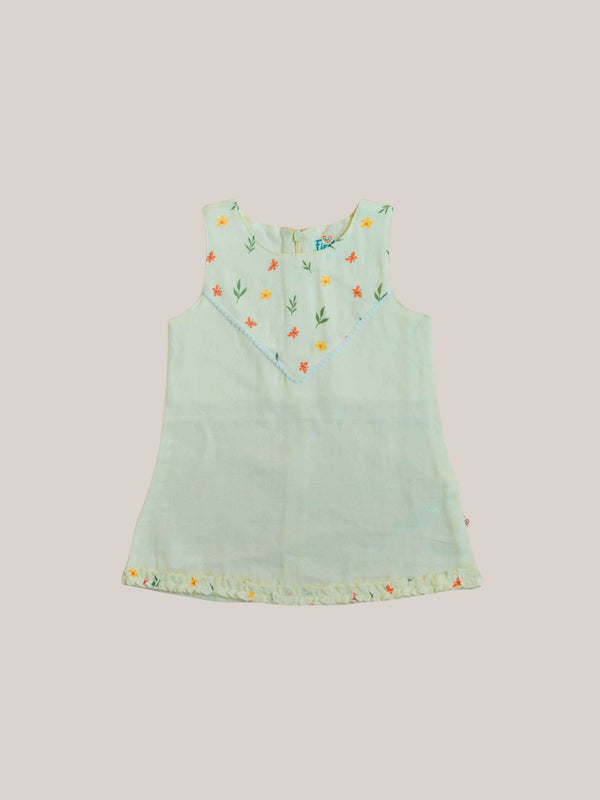FIRSTIN Muslin Boho Frock Sleeveless - Yellow Spring
