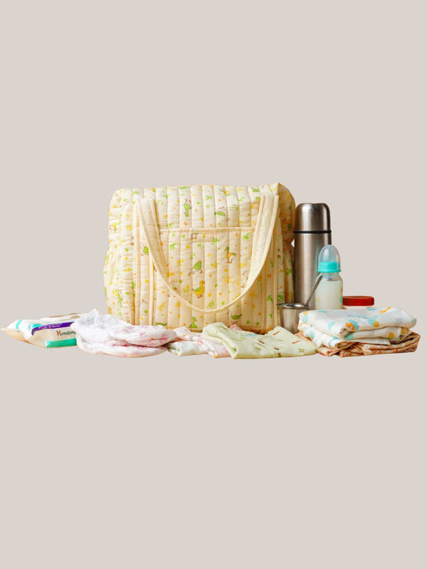 FIRSTIN Muslin Diaper Bag - 40X28X14CM - Vanilla Runner Duck