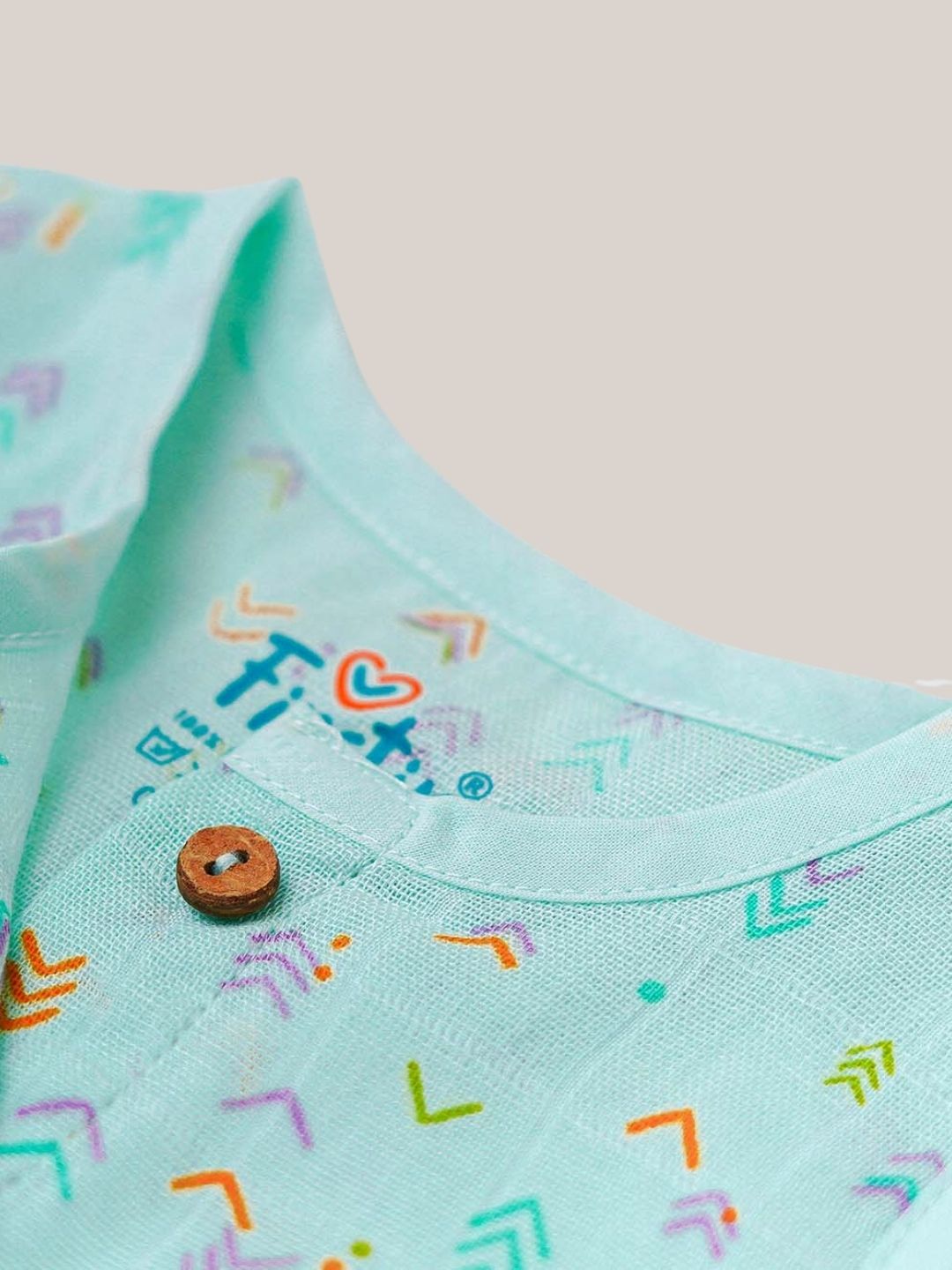 Muslin Front Open Sleeveless Frock - Mint Multi Arrows