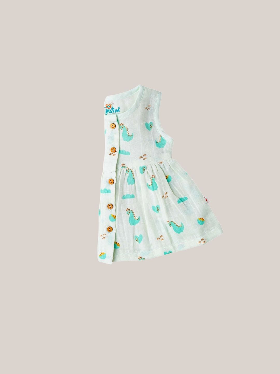 Muslin Front Open Sleeveless Frock - Frost Dino Crown