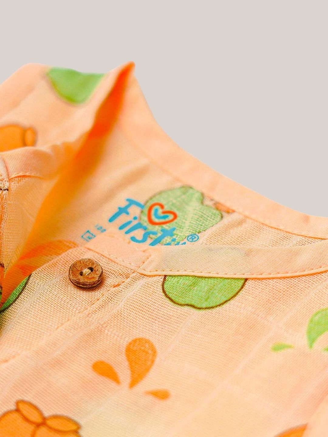 Muslin Front Open Sleeveless Frock - Apricot Sherbet Fujis