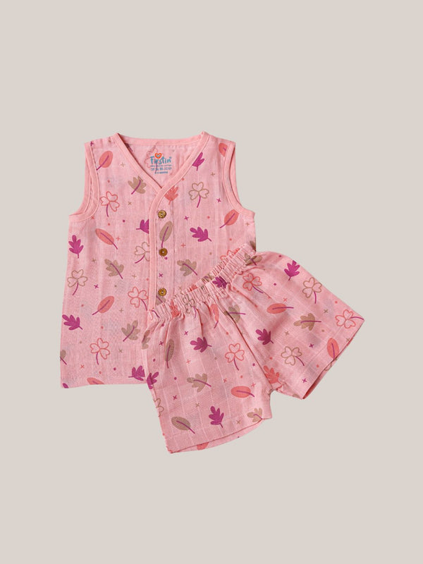 FIRSTIN Muslin Jabla-Shorts Set Sleeveless - Melon Pink Maple