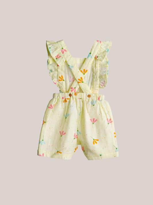 FIRSTIN Muslin Jumpsuit - Lime Cream Bloom