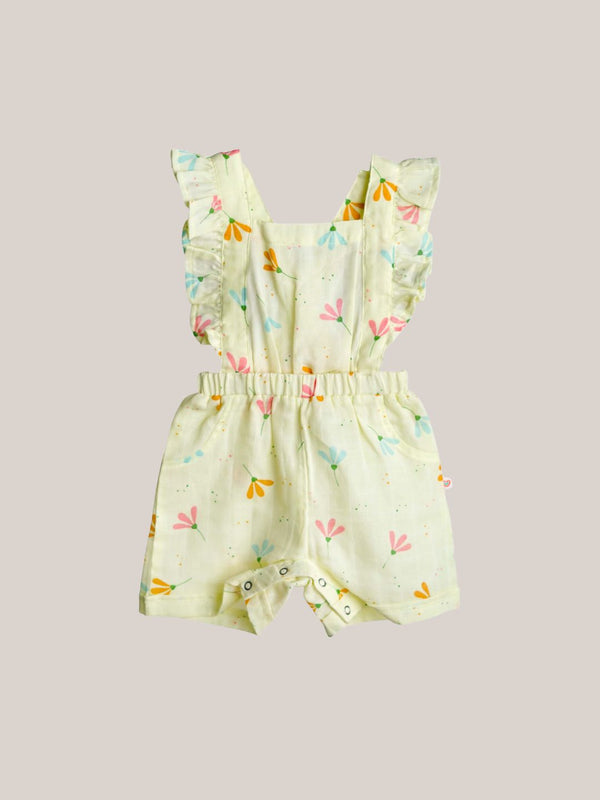 FIRSTIN Muslin Jumpsuit - Lime Cream Bloom