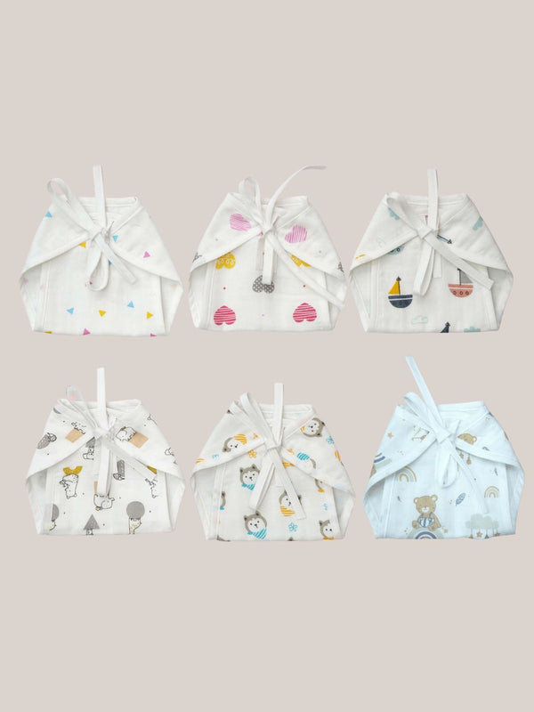 FIRSTIN Muslin Nappy 6 Pcs Pack Combo