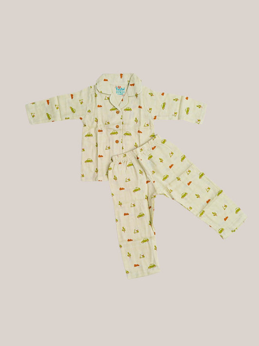 Aloe Wash Vespa Printed Muslin Night Suit Set