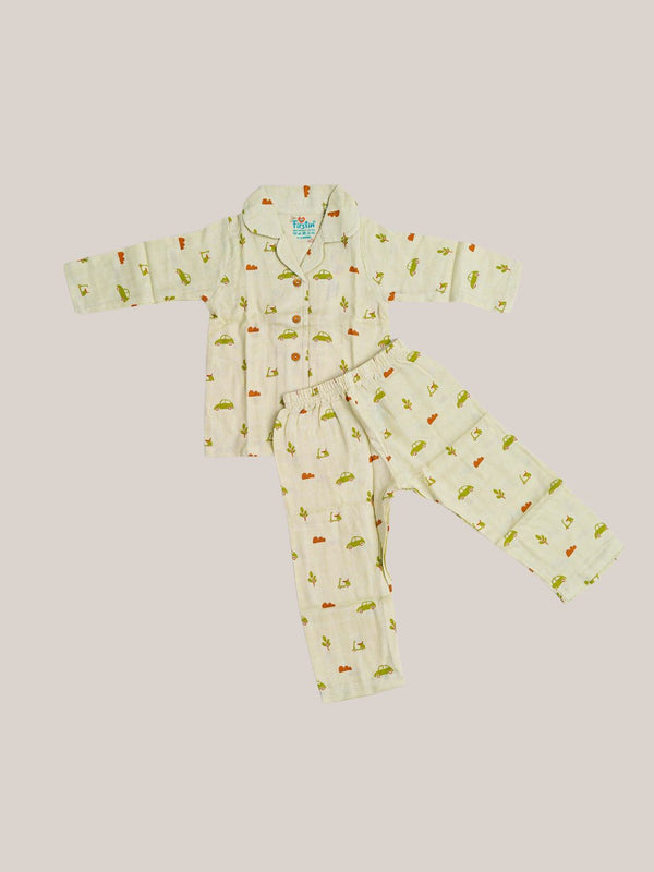 FIRSTIN Aloe Wash Vespa Printed Muslin Night Suit Set