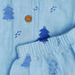 Blue Fir Tree Printed Muslin Night Suit Set