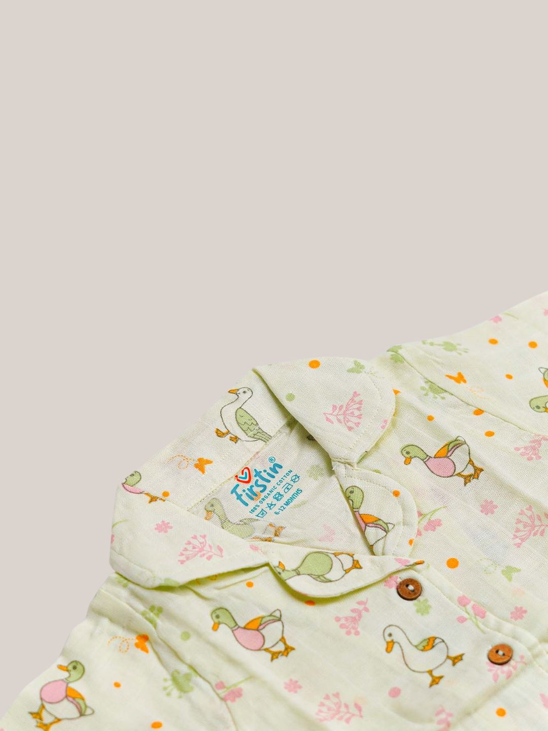 Lime Cream Runner Duck Printed Muslin Night Suit Set