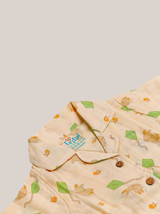 Vannila Bunny Kite Printed Muslin Night Suit Set
