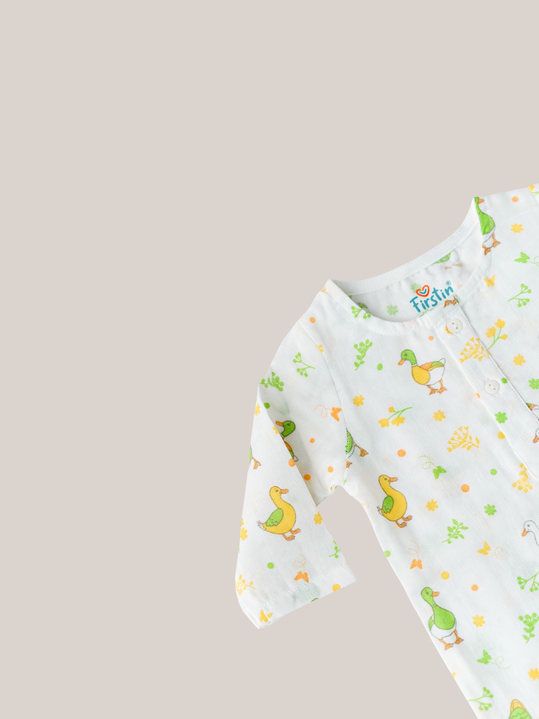 Muslin Pyjama Patiala Set - (W) Lime Cream Runner Duck