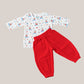Muslin Pyjama Patiala Set - (W) Salsa Rose Scarlet