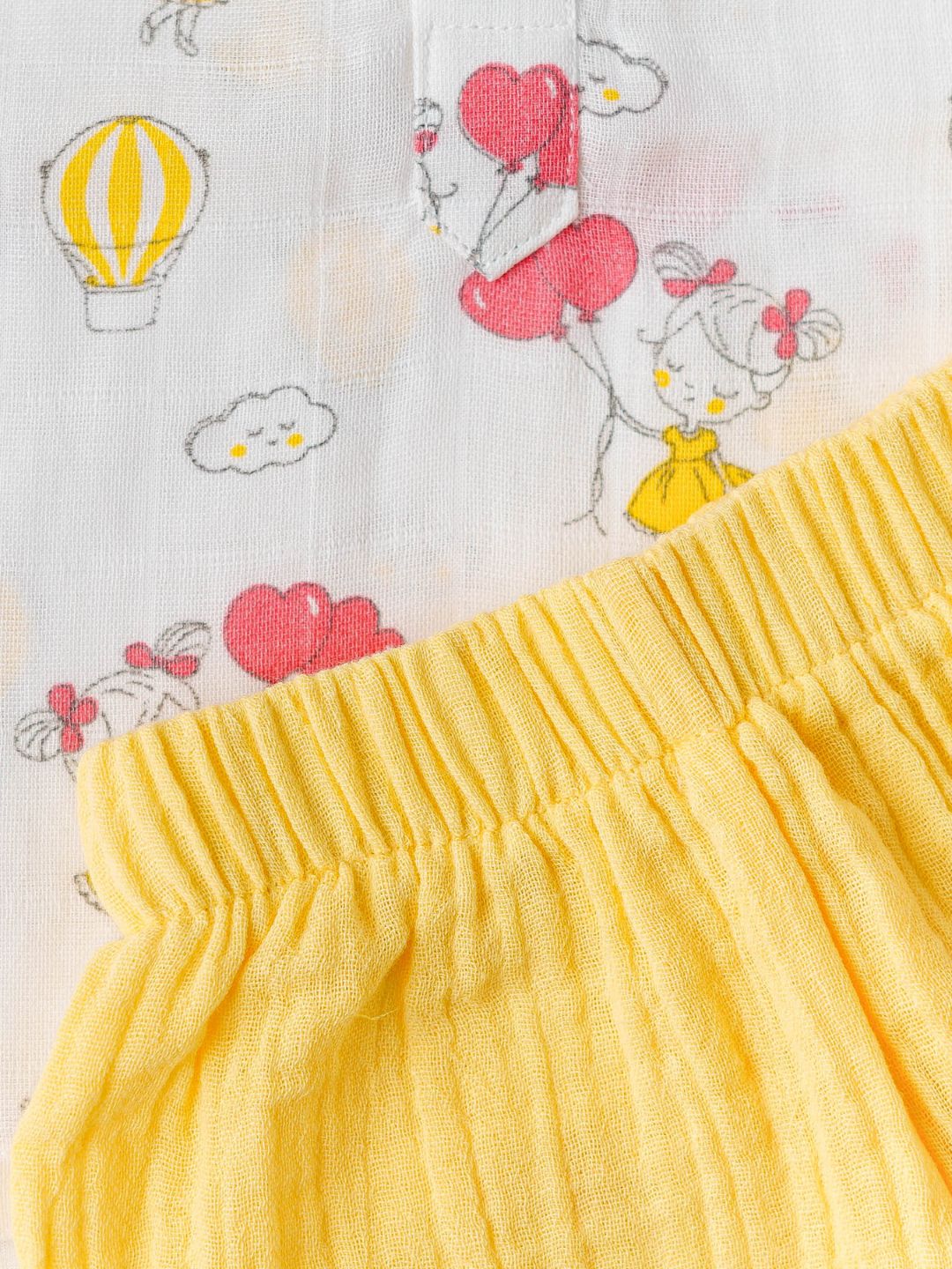 Muslin Pyjama Patiala Set - (W) Lt. Yellow Strings