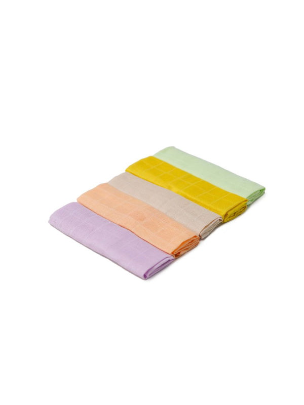 FIRSTIN Muslin Solid Colors Wipes 30X30 CM 5Pc Pack - Combo