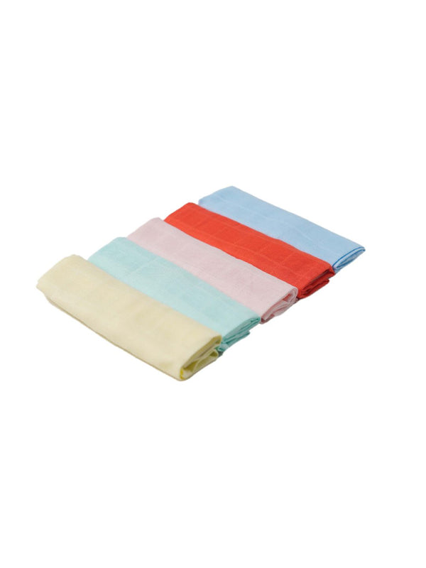 FIRSTIN Muslin Solid Colors Wipes 30X30 CM 5Pc Pack - Combo