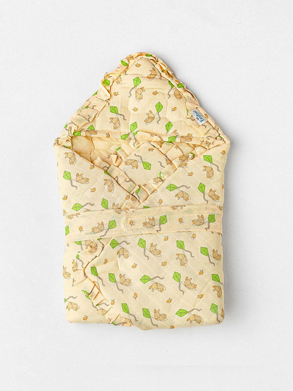 FIRSTIN Muslin Vannila Bunny Kite Baby Wrap Bed