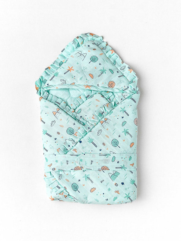 FIRSTIN Muslin Mint Cliff Baby Wrap Bed
