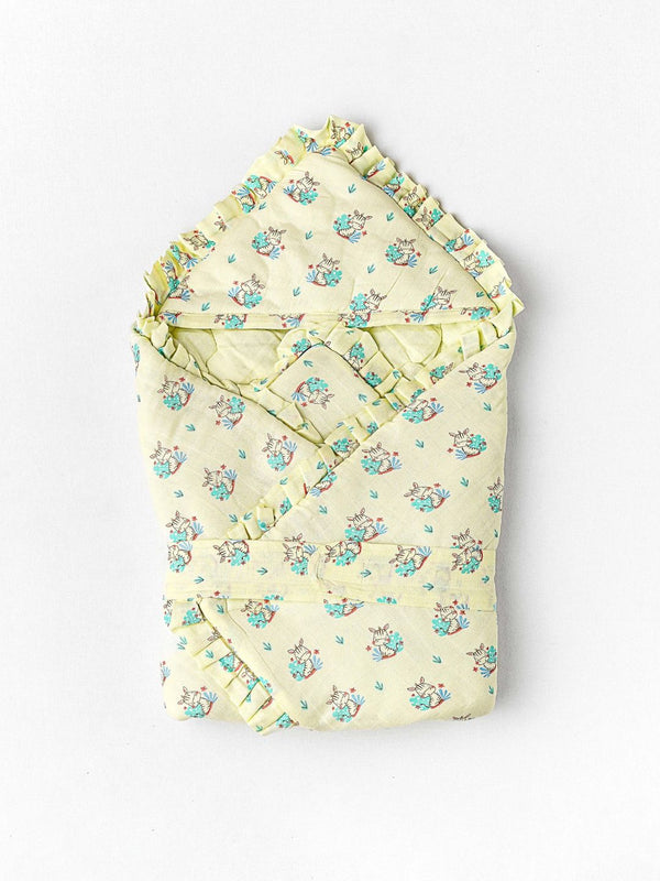 FIRSTIN Muslin Yellow Zippy Zibra Baby Wrap Bed