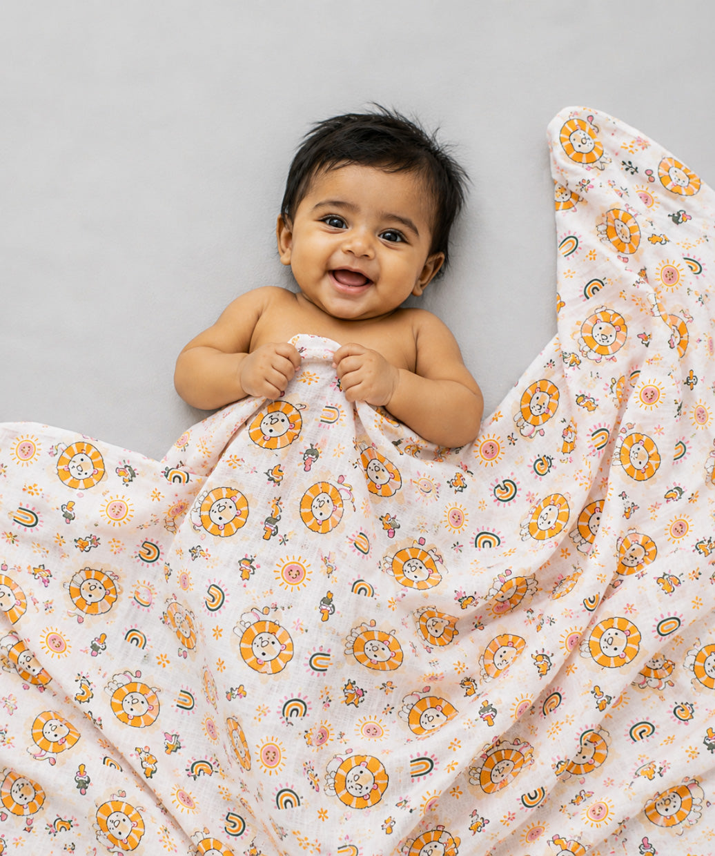 Muslin Swaddle Rainbow Roar 120X120Cm
