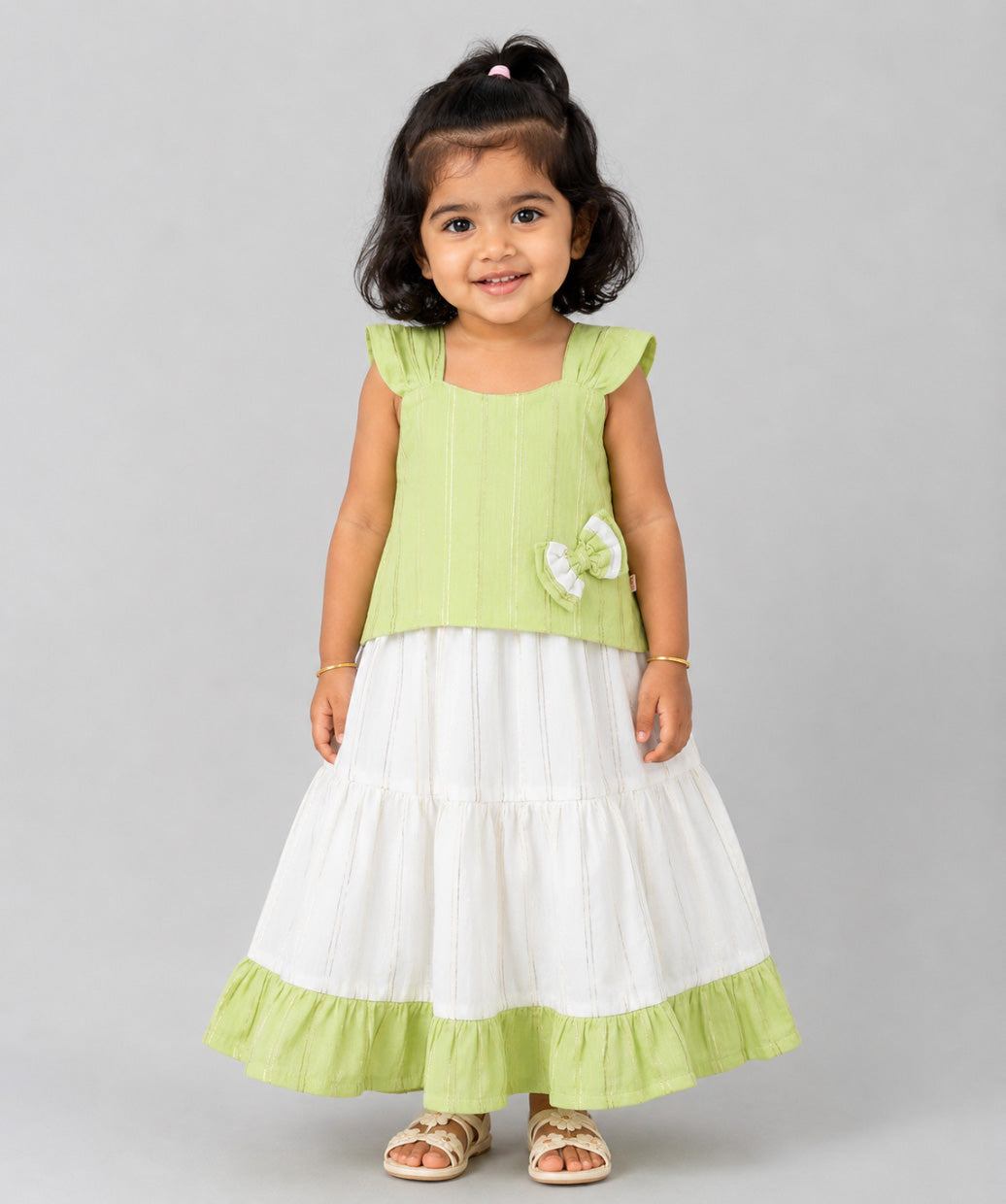 Ira Top With Skirt (Sleeveless) - Neon Green