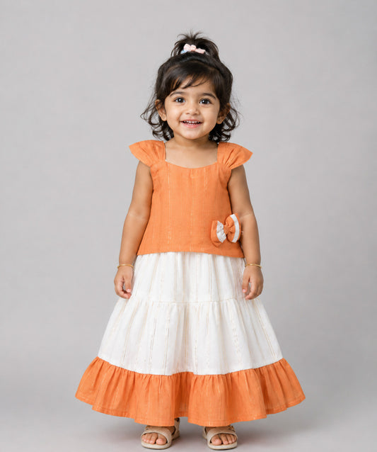 Ira Top With Skirt (Sleeveless) - Carrot Orange
