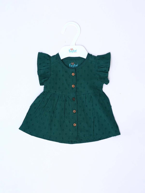 FIRSTIN Swiss Dobby Half Sleeve Casual Frock - Opal
