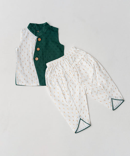 Lurex Dobby Waist Coat-Dhoti Pant - Opal