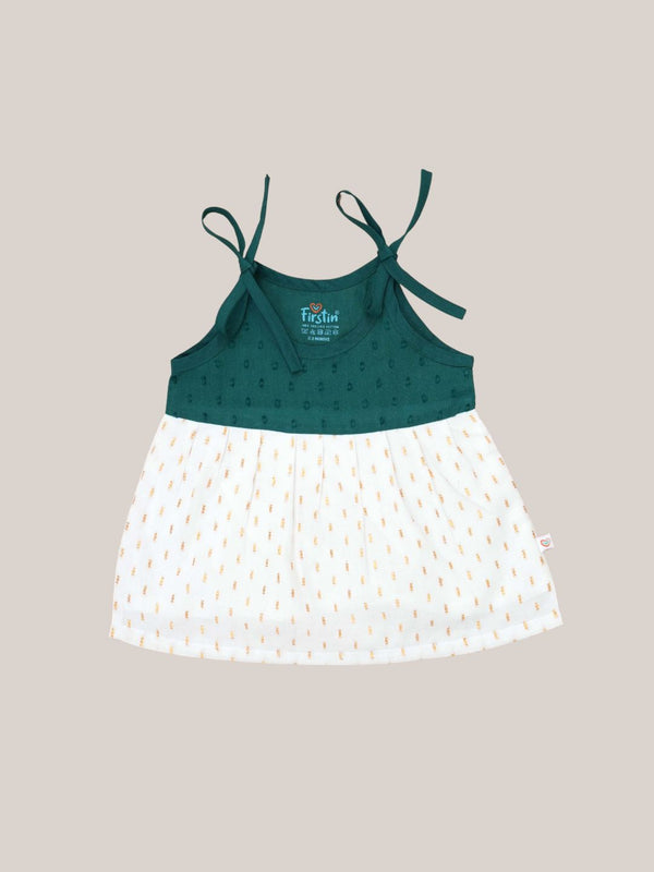 FIRSTIN Lurex Dobby Knotted Frock - Opal