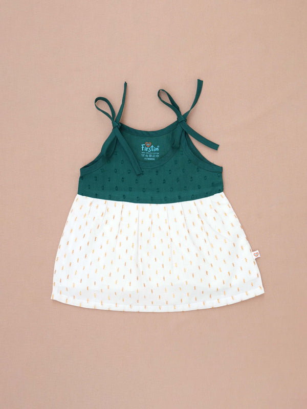 FIRSTIN Lurex Dobby Knotted Frock - Opal