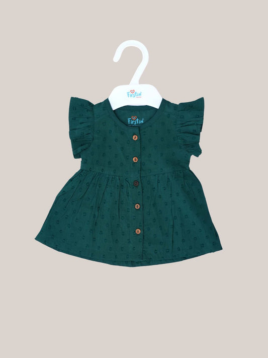 Swiss Dobby Half Sleeve Casual Frock - Opal