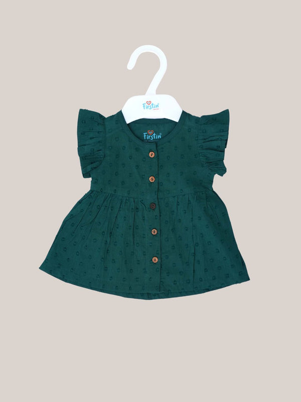 FIRSTIN Swiss Dobby Half Sleeve Casual Frock - Opal