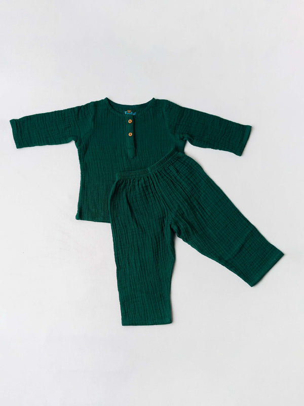 FIRSTIN Muslin Bubble Crinkle Pyjamas Set - Opal