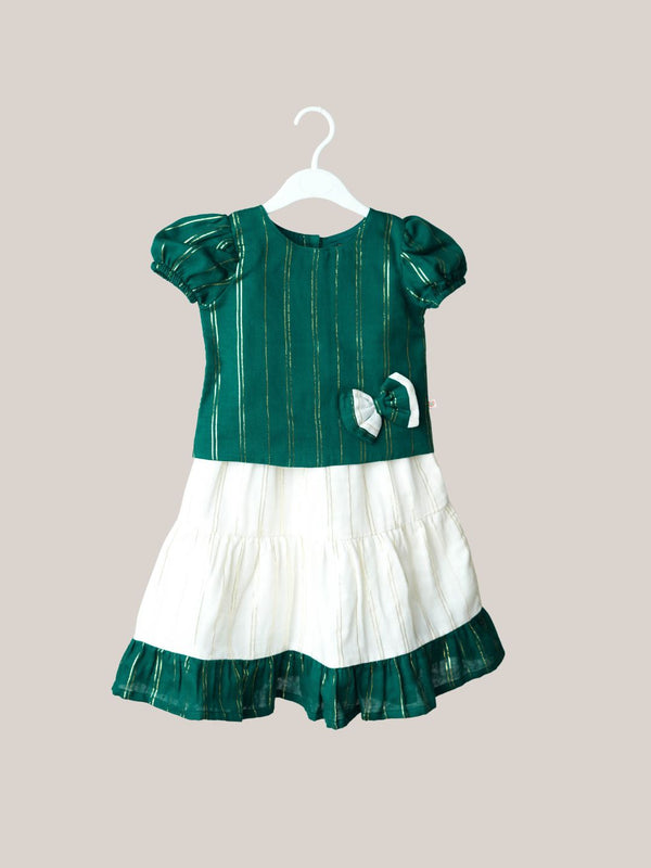 FIRSTIN Ridhi Top With Skirt (Puff Sleeve) - Opal