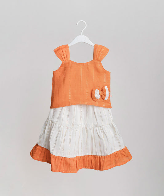 Ira Top With Skirt (Sleeveless) - Carrot Orange